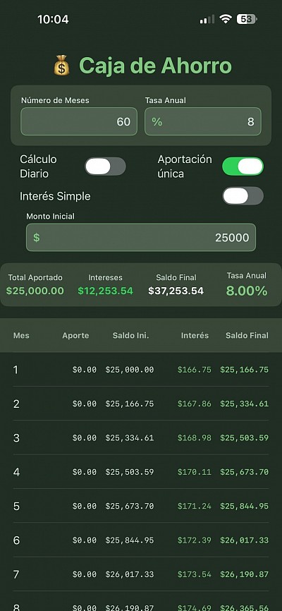 Calculadora de ahorro